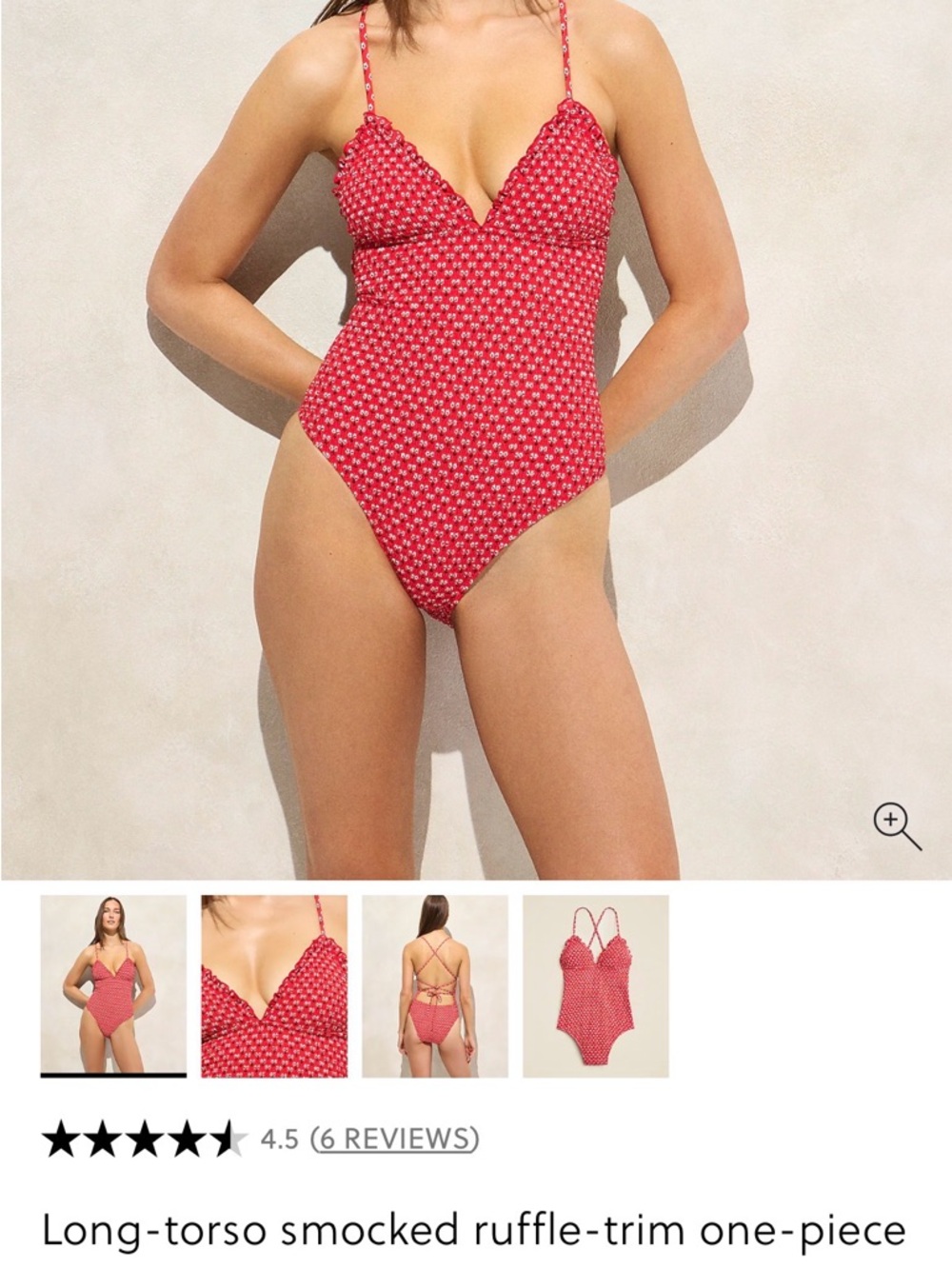 JCREW Long-torso smocked ruffle-trim one-piece - Picture 5 of 5